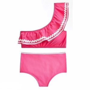 J. Crew One-shoulder High-waisted Rickrack Bikini